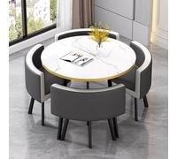 Eagleize Juego de 4 mesas y sillas redondas de cocina de 31.5 pulgadas, juego de mesa y silla de oficina, mesa de negociación pequeña para sala de conferencias, mesa de comedor de madera con sillas