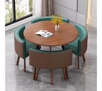 Eagleize Juego de 4 mesas y sillas redondas de cocina de 31.5 pulgadas, juego de mesa y silla de oficina, mesa de negociación pequeña para sala de conferencias, mesa de comedor de madera con sillas