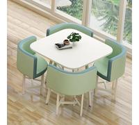 Eagleize Juego de 4 mesas y sillas redondas de cocina de 31.5 pulgadas, juego de mesa y silla de oficina, mesa de negociación pequeña para sala de conferencias, mesa de comedor de madera con sillas