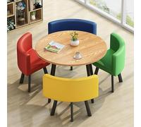Eagleize Juego de 4 mesas y sillas redondas de cocina de 31.5 pulgadas, juego de mesa y silla de oficina, mesa de negociación pequeña para sala de conferencias, mesa de comedor de madera con sillas