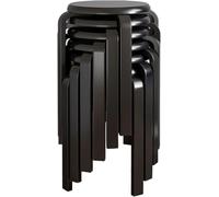 Eagleize Juego de 4 taburetes de comedor apilables de madera, taburetes de bar redondos portátiles, taburete de madera curvada sin respaldo para comedor, cocina, sala de estar, sala de clase (negro)