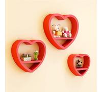Eagleize Lindos estantes flotantes en forma de corazón, juego de 3 estantes flotantes de madera, estante flotante de madera, estante Kawaii para decoración de pared, pequeño estante de almacenamiento