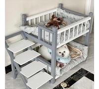 Eagleize Litera para perro con escaleras, cama extraíble de doble capa para mascotas, cojín de espuma viscoelástica y funda extraíble para perros pequeños, medianos y grandes (gris, 31 pulgadas de