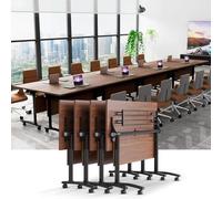 Eagleize Mesa de conferencias plegable, para salas de conferencias, mesa móvil abatible para sala de entrenamiento, mesas de reuniones con ruedas giratorias para oficinas (paquete de 4, 47.2 pulgadas)
