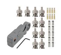 Eagles 10pcs conectores BNC macho Conector de crimpado para cable coaxial RG59 de cámara CCTV +1pcs Separador de cable coaxial rotatorio para rg58, rg59, rg6
