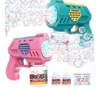 Eaglestone Pistolas de Burbujas para Niños Pequeños, Pack de 2, Máquina de Burbujas Automática con Luz LED para Niños de 4 a 8 Años, Juguetes de Verano para Exteriores, Regalo de Cumpleaños