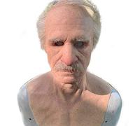 EAGSTRIKY Máscara de anciano aterrador y realista, Cabeza humana completa de Látex, para adultos, Fiesta Cosplay Halloween, disfraz divertido (A)