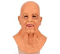 EAGSTRIKY Máscara de anciano Látex realista Máscara de anciano aterrador Cabeza completa Máscara humana Fiesta Cosplay Máscara de Halloween realista para adultos Máscara de disfraz divertido (H)