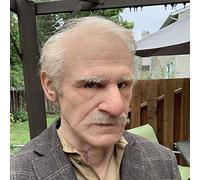 EAGSTRIKY Máscara de hombre viejo realista máscara de látex arruga cara anciano máscara de miedo cabeza completa Halloween máscaras Cosplay fiesta disfraz accesorios (A)