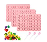 EAHAUCIR 3 moldes de silicona para bocadillos de frutas, ositos de goma, bandejas de gomitas con cuentagotas para hornear gomitas de chocolate y dulces, color rojo