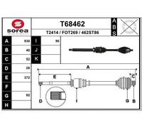 EAI Eje Motriz Delantero Derecho para Ford Galaxy S-MAX MONDEO IV Turnier T68462
