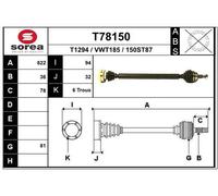 EAI Eje Motriz Delantero Derecho para VW Golf IV 1J1 1J5 Bora 1J2 1J6 T78150