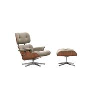 Eames Sillón Con Otomana Nogal Natural/05 Cream/Marrón Oscuro/Aluminio