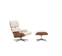 Eames Sillón Con Otomana Nogal Natural/72 Snow/Aluminio