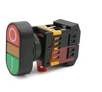 EAMOM 22mm 25mm 22 0V AC EN/Fuera de inicio parada 1 NO NC 2 Botones 22N interruptor de pulsador de doble cabeza de doble cabeza con DIRIGIÓ Lámpara amarilla (Size : 24V)