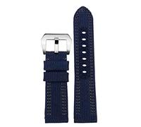 EAMOM Accessori per cinturino inferiore in pelle di nylon invisibile da uomo grande 24mm 26mm，per Pam00984 00985 PAM111 PAM441 Accessori cinturino per orologio(Blue gray silver,24mm)