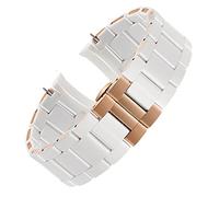 EAMOM Banda de reloj de acero de goma de silicona negra blanca para Armani AR5905 | 5906 | 5920 | 5919 | 5859 Mujeres de 20 mm Pulsera de correa de muñeca de 23 mm(White rose gold,20mm)