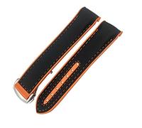 EAMOM Banda De Reloj De Cuero De Nylon De Goma 20mm 22mm 19 21mm Para Omega Seamaster GMT Planet Ocean Diver 300 Naranja Silicona Reloj(Orange,19mm)