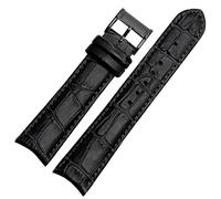 EAMOM Banda de reloj de cuero genuina para la pulsera Ciudadana Seiko Curva Curve Fin de cuero negro Corias de color marrón azul(Black black)