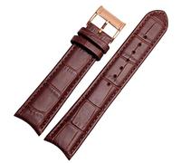 EAMOM Banda de reloj de cuero genuina para la pulsera Ciudadana Seiko Curva Curve Fin de cuero negro Corias de color marrón azul(Brown rosegold)