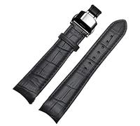 EAMOM Banda de reloj de extremo curvado para ciudadano BL9002-37 05A BT0001-12E 01A Cuero genuino de relojería con hebilla de mariposa 20 21 22 mm Correa de moda(Black Gray,21mm)