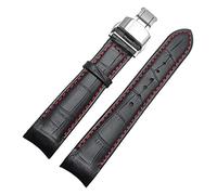 EAMOM Banda de reloj de extremo curvado para ciudadano BL9002-37 05A BT0001-12E 01A Cuero genuino de relojería con hebilla de mariposa 20 21 22 mm Correa de moda(BLACK WHITE,21mm)