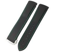 EAMOM Banda de reloj de silicona de goma para Omega Seamaster GMT Diver 300 Speedmaster Hamilton 19mm 20mm 21mm 22mm Coraja de reloj(Black green,19mm Golden buckle)