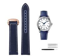 EAMOM Correa de cuero de nailon de alta densidad para Omega New Seamaster 300 Super Master AT150, correa de tela de cuero AQUA TERRA para hombre, 19mm, 20mm (Color : Blue White RG, Size : 20mm)