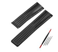 EAMOM Correa de cuero genuino con patrón de fibra de carbono, 20mm, 22m, para reloj tag he-uer F1, pulsera de reloj de cuero (Color : Black no buckle, Size : 20mm)