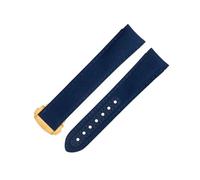 EAMOM Correa de reloj con extremo curvado de 20 mm para correa Omega para AT150 Seamaster 300 Planet Ocean De Ville Speedmaster Blue Line Correas de reloj de piel de vaca de nailon de alta densidad (