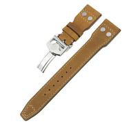 EAMOM Correa de reloj con remaches de cuero genuino, 20mm, 21mm, 22mm, apta para IWC Big Pilot IW377714 Spitfire TOP GUN, correa de cuero de vaca marrón (Color : Crazy Horse Rivet 1, Size : 21mm)