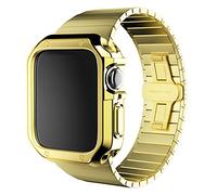 EAMOM Correa de reloj de 44 mm, 42 mm, 40 mm, 38 mm, para i-watch Series SE/7/6/5/4/3/2/1 cubierta protectora de silicona + correa de metal, 42mm, Ágata