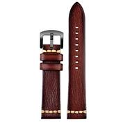 EAMOM Correa de reloj de cuero genuina hecha a mano 20/22/24 para Rolex Citizen Omega Mido Huawei GT Boba de reloj masculina Brown Blue Green Grey(Brown black buckle,24mm)