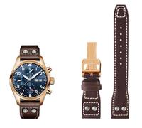 EAMOM Correa de reloj de cuero genuino de 20mm, 21mm y 22mm para IWC, gran piloto, lanzallamas, marca del Principito, pulsera con clavos de sauce (Color : Brown rose buckle, Size : 22mm)