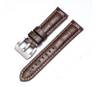 EAMOM Correa de reloj de cuero genuino para Panerai, correa de cuero de vaca Crazy Horse, pulsera para hombre, correa de reloj lisa de 20mm, 22mm, 24mm y 26mm (Color : ClassicBrown-Silver, Size : 24