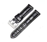 EAMOM Correa de reloj de cuero genuino para Panerai, correa de cuero de vaca Crazy Horse, pulsera para hombre, correa de reloj lisa de 20mm, 22mm, 24mm y 26mm (Color : ClassicBlack-Silver, Size : 22