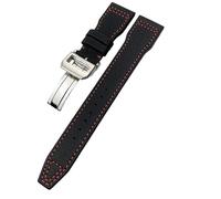 EAMOM Correa de reloj de piel de becerro de nailon de alta densidad, 20mm, 21mm, 22mm, apta para IWC Big PILOT IW5009 TOP GUN IW3880, correa de reloj de cuero, pulsera negra (Color : Black red clasp1