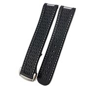 EAMOM Correa de reloj de silicona de goma de 20mm para obtener un ajuste para Omega Seamaster 300 AT150 Pulseras de banda de hebilla de acero Aqua Terra Ultra Light 8900(White 2 Round)