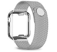 EAMOM Funda + correa para correa de reloj de 40 mm, 44 mm, 38 mm, 42 mm, caja chapada + correa de metal de acero inoxidable para i-watch series 7 6 5 4 3 2 SE, 42-44mm, Ágata