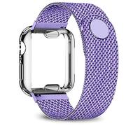 EAMOM Funda + correa para correa de reloj de 40 mm, 44 mm, 38 mm, 42 mm, caja chapada + correa de metal de acero inoxidable para i-watch series 7 6 5 4 3 2 SE, 42-44mm, Ágata