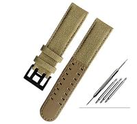 EAMOM La correa de cuero de lona es adecuada para el reloj de campo Hamilton Khaki H68201993 H7060596 para correa Seiko con hebilla de 20mm y 22mm (Color : Khaki black, Size : 20mm)