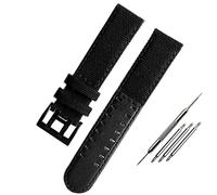 EAMOM La correa de cuero de lona es adecuada para el reloj de campo Hamilton Khaki H68201993 H7060596 para correa Seiko con hebilla de 20mm y 22mm(Black black,20mm)