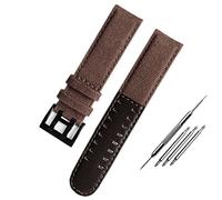 EAMOM La correa de cuero de lona es adecuada para el reloj de campo Hamilton Khaki H68201993 H7060596 para correa Seiko con hebilla de 20mm y 22mm (Color : Brown black, Size : 20mm)
