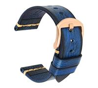 EAMOM Maikes correa de cuero genuino para reloj Galaxy, correa de 20mm, 22mm y 24mm, pulsera de reloj Tissote Timex Omega(Deep Blue-Roes,24mm)