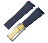 EAMOM Para la correa de goma Rolex, la correa de los cuentos, el agua verde, el agua verde, el buzo, la silicona verde de 20 mm de 21 mm banda de reloj(Blue-Room gold,20mm)