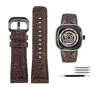 EAMOM Para Seven Friday Q2/03/M2/M021/T2 correa de reloj de cuero genuino Estilo Vintage reloj diésel correa de cuero de vaca 28m accesorios de pulsera(Color 2 black)