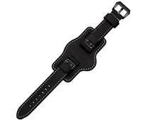 EAMOM Reloj de cuero de doble uso Muñeca Vintage Caedo de cuero Correa gruesa para Panerai Leisure Pulsera suave 20 22 24 Bandas de vigilancia de 26 mm(Black black rivet,22mm)