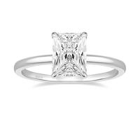 EAMTI Anillos de compromiso de plata de ley 925 de 3 quilates, corte radiante, circonita cúbica, anillos de promesa de boda para ella, alianzas de boda para mujer, talla 3-11, Metal, circonita