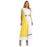 Eandarui Disfraz de diosa romana para mujer, disfraz de mitología griega antigua, vestido de toga, elegante, vestido maxi, vestido de noche, vestido de fiesta, cosplay, amarillo, XXL
