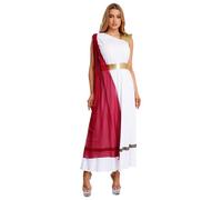 Eandarui Disfraz de diosa romana para mujer, disfraz de mitología griega antigua, vestido de toga escultor, elegante, vestido de noche, vestido de fiesta, cosplay, color burdeos, M